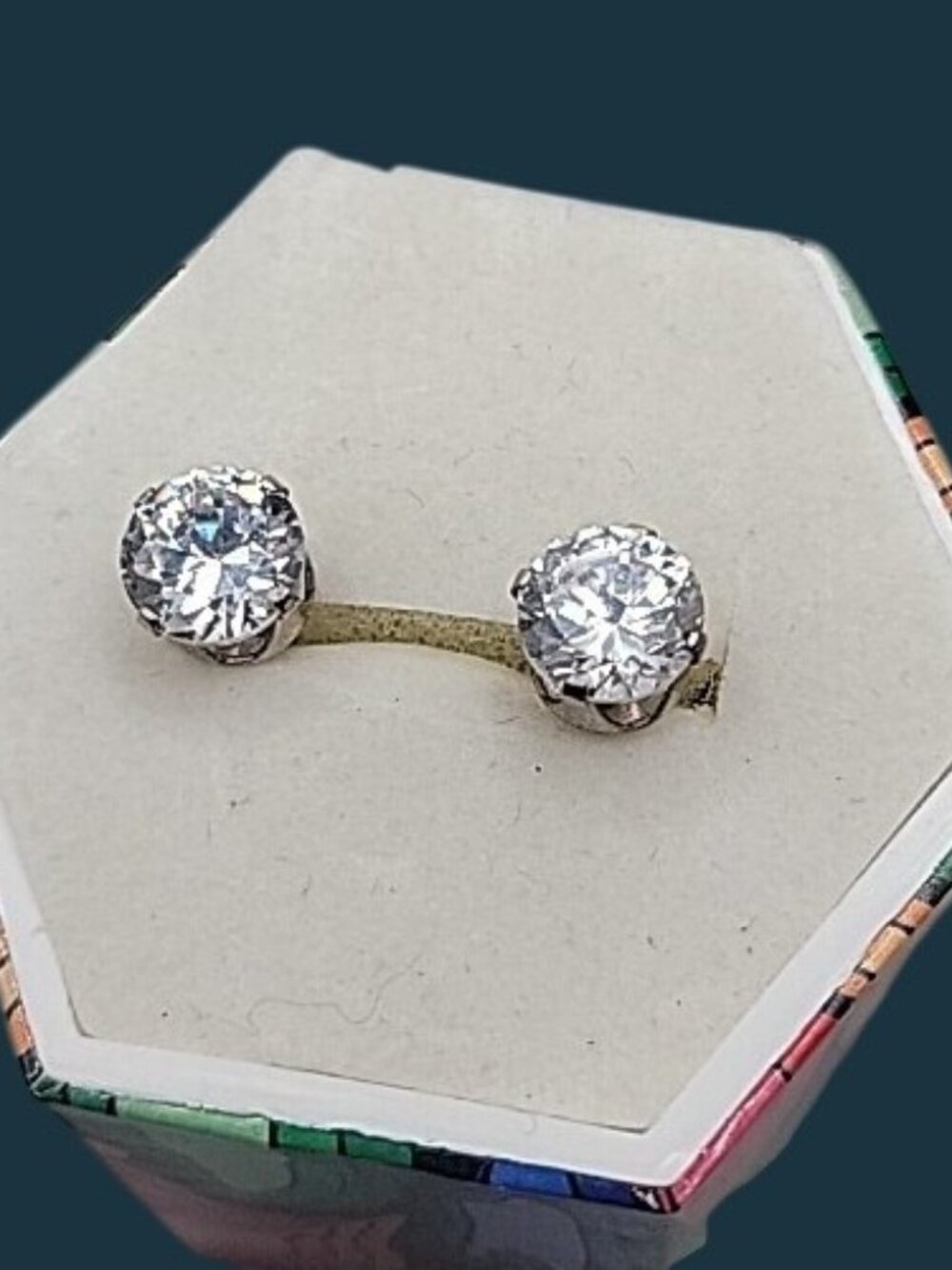 Sterling Silver Cubic Zirconia Post Stud Earrings 1.01ctw Prong Set w/Gift Box